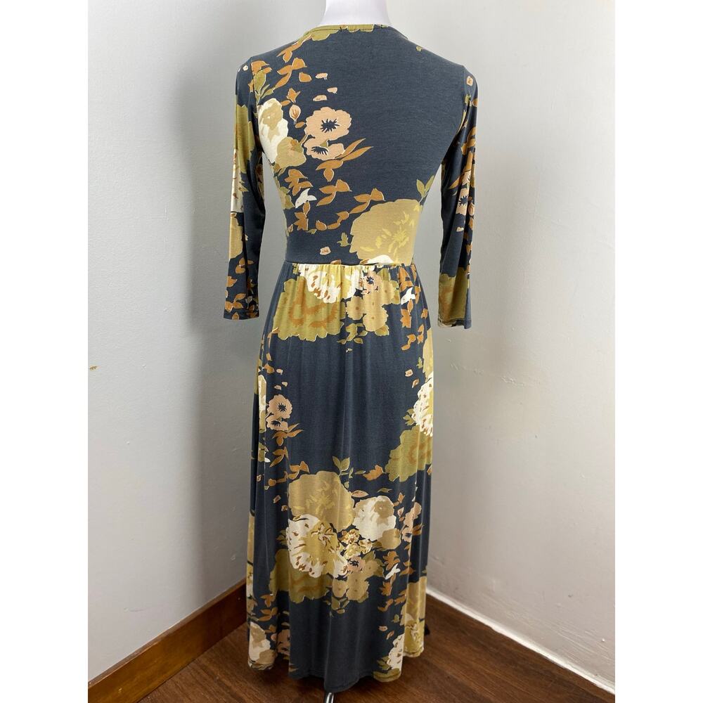 Novella Royale Floral Knit Long Sleeve Mary Midi Dress in Grey Gardens XS Autumn - Picture 6 of 10